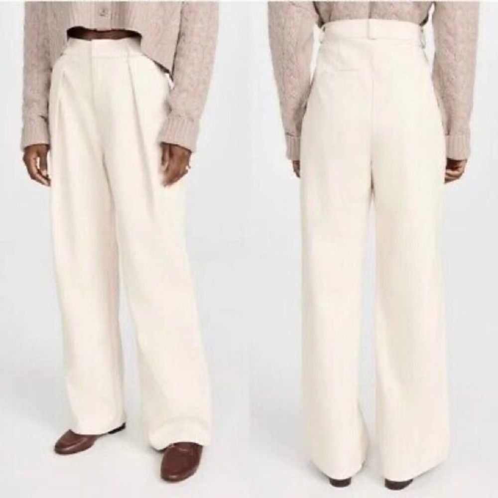 Mother High Waisted Egret Tunnel Vision Pleated Faux Leather Pants Size 26 W2
